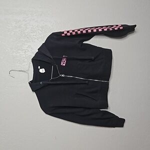 Vans Pink and Black Zip-up Hoodie sz XS